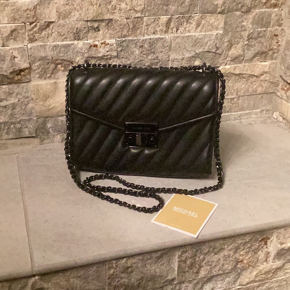 Michael Kors Rose Black Flap Purse